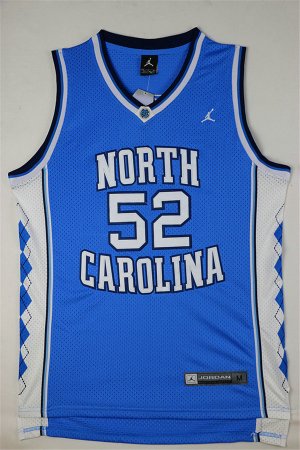 Maillot De Basket NCAA North Carolina University James Ager Worthy 52 Bleu